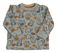 Šedé melírované triko s medvídky Topomini