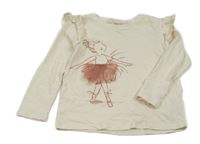 Smetanové triko s baletkou a volánky Next