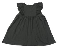 Tmavošedé bavlněné šaty s volánky H&M