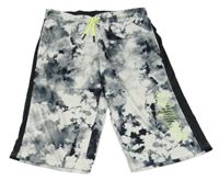 Šedo-černé vzorované sportovní teplákové kraťasy vel. 176