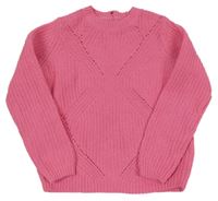 Růžový vzorovaný žinylkový svetr F&F