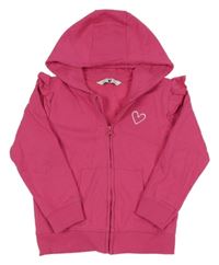 Růžová propínací mikina s volánky a kapucí V by Very