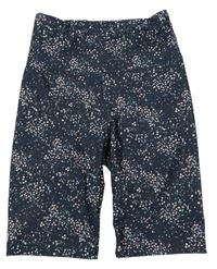 Tmavomodré vzorované sportovní elastické kraťasy