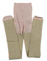 Světlerůžovo-zlaté punčocháče 