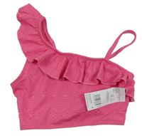 Nové - Růžový crop děrovaný top s volánky F&F