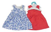 Nové - 2x - Červené + bílé květované bavlněné šaty Primark