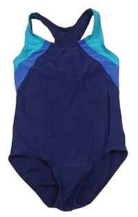 Tmavomodro-modro-tyrkysové jednodílné plavky George 