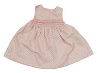 Světlerůžové puntíkaté manšestrové šaty s výšivkami little nutmeg