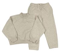 2Set - Světlebéžová vzorovaná/prošívaná oversize crop mikina + tepláky Next