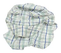 Bílo-tmavomodro-světlemodro-zelená kostkovaná kšiltovka 