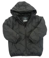 Tmavošedá prošívaná šusťáková zimní bunda s kapucí George