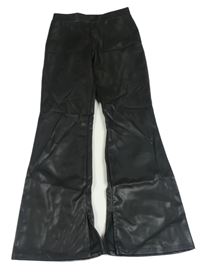 Černé koženkové flare kalhoty H&M