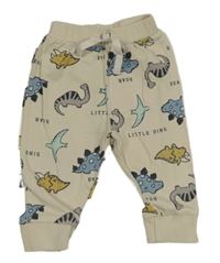 Světlebéžové tepláky s dinosaury everyday