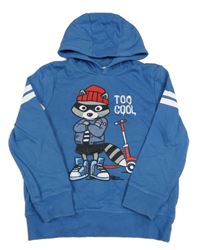 Modrá mikina s mývalem a pruhy a kapucí C&A