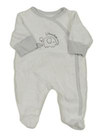 Bílo-šedý sametový overal se sloníkem C&A