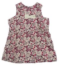 Smetanové manšestrové podšité šaty s kytičkami a mašlí H&M