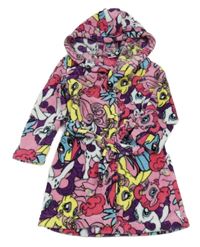 Růžovo-barevný plyšový župan s pony a kapucí George