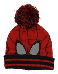 Červeno-černá pletená čepice s pruhy a bambulí - Spider-man PRIMARK
