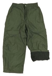 Khaki šusťákové zateplené kalhoty