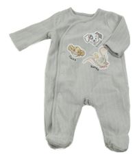 Světlešedý žebrovaný fleecový overal s Disney zvířátky Disney