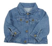 Modrá riflová bunda s nápisem a límečkem MY