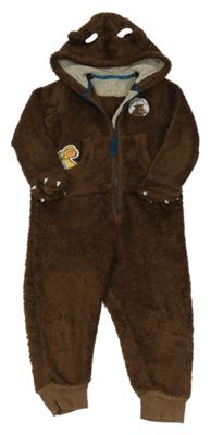 Tmavohnědá chlupatá kombinéza s kapucí - Gruffalo M&S