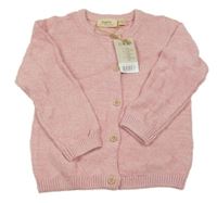 Nové - růžový melírovaný propínací svetr lupilu