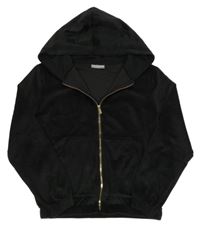 Černá plyšová propínací mikina s kapucí DESTINATION