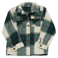 Smaragdovo-černo-šedo-bílá kostkovaná košilová bunda SHEIN