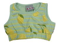 Světleolivovo-žlutý pruhovaný crop top s citrony Five Star