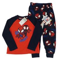 Nové - červeno-tmavomodré fleecové pyžamo se Spider-many PRIMARK