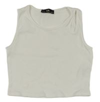 Bílý žebrovaný crop top s průstřihem C&A