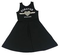 Černé šaty se vzorovaným srdcem a nápisem H&M