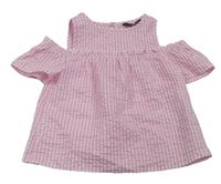 Růžovo-bílá pruhovaná krepová halenka s průstřihy Primark