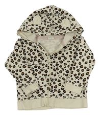 Béžová propínací mikina s leopardím vzorem a kapucí H&M