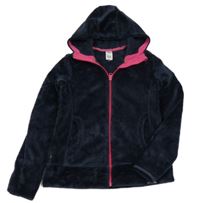 Tmavomodrá chlupatá propíinací funkční mikina s kapucí Quechua