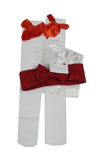 2set - Červená čelenka s mašlí + bílé silonkové podkoleny s mašlí