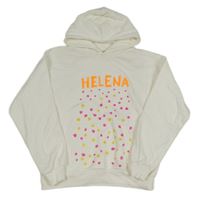 Smetanová mikina s puntíky a kapucí