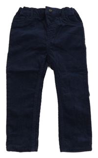 Tmavomodré manšestrové kalhoty H&M