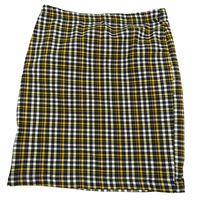 Černo-bílo-žlutá kostkovaná sukně New Look