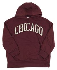 Vínová mikina s nápisem a kapucí Primark