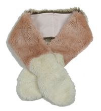 Smetanovo-růžovo-hnědá kožešinová šála Monsoon