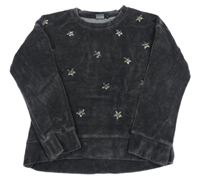 Antracitová sametová mikina s hvězdami z korálků Next