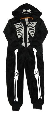 Černá chlupatá kombinéza s kostmi a kapucí Lily & Dan