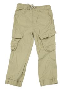 Béžové plátěné cargo cuff kalhoty Tu