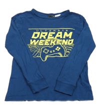 Tmavomodré triko s nápisem a ovladačem H&M