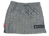 Šedá prošívaná šusťáková zateplená sukně s nášivkou Barbie