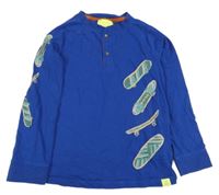 Modré triko se skateboardy a knoflíky White Stuff