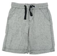 Černo-bílé melírované lněné kraťasy H&M