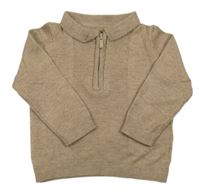 Hnědý melírovaný polo svetr F&F